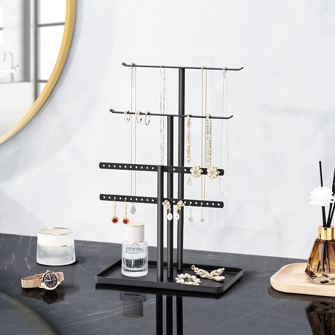 pickpiff Jewelry Stand Organizer, 12.5" Tall Sturdy Metal, 3-Tier Jewelry Holder - Image 7