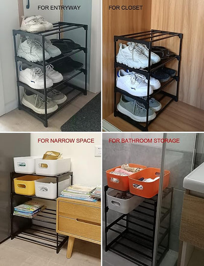 LNYZQUS Upgrade 4-Tier Small Shoe Rack, Metal Stackable Kids Shoe Shelf Storage - Image 7