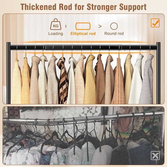 EAGMAK Heavy Duty Clothes Rack Load 420 LBS, 47.2" Long Rolling Garment Rack - Image 4