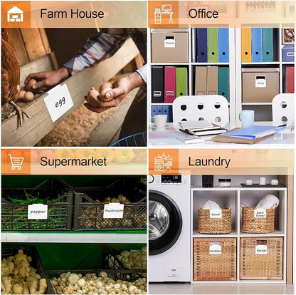 Utron 12pcs White Basket Labels, 3.5x2.7 Clip On PVC Labels - Image 7