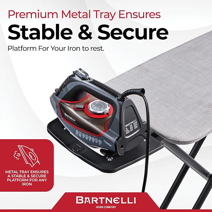 Bartnelli Extreme Stability Ironing Board 43x13 Upgraded Heavy-Duty Metal Frame - Image 5