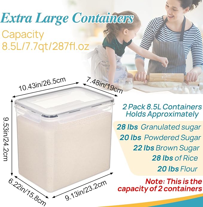Vtopmart 8.5L 2 Pack Extra Large Flour Sugar Storage Containers - Image 2