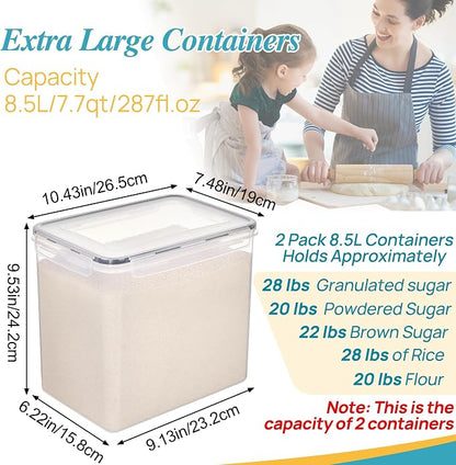 Vtopmart 8.5L 2 Pack Extra Large Flour Sugar Storage Containers - Image 2
