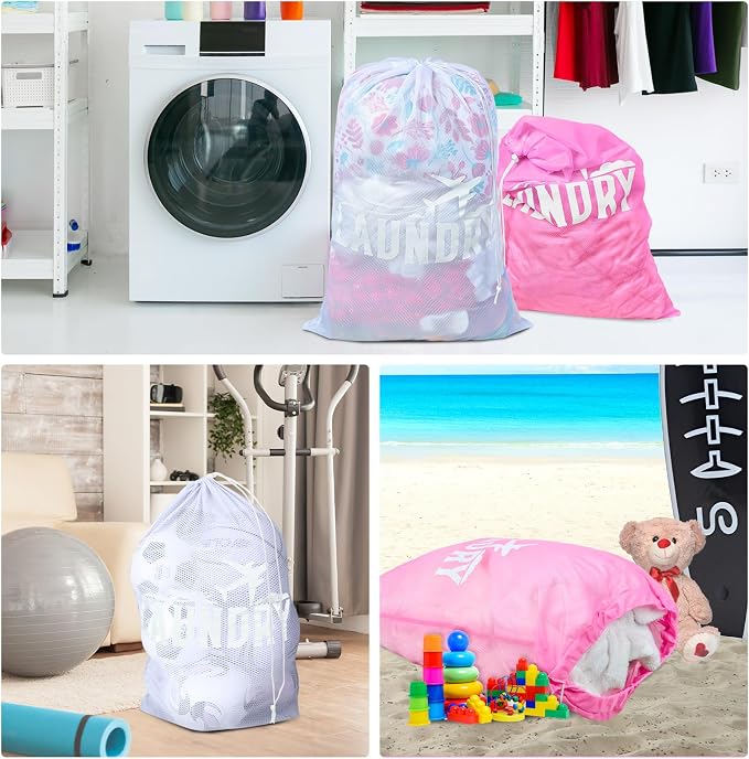 2 Pack Large Mesh Laundry Bag, Heavy Duty Laundry Bags - Image 8