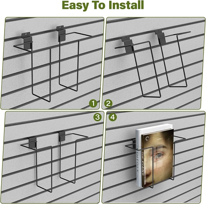 6 Pair Literature Display for Slatwall, Adjustable Magazine Holder for Slat Wall - Image 4