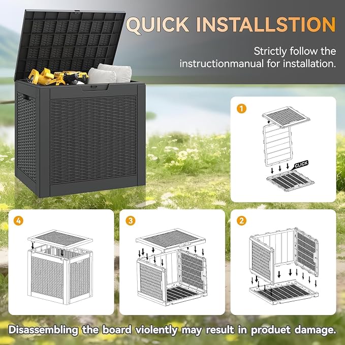 32 * 2 Gallon Outdoor storage deck Box Waterproof ，garden tool, backyard cushion - Image 9