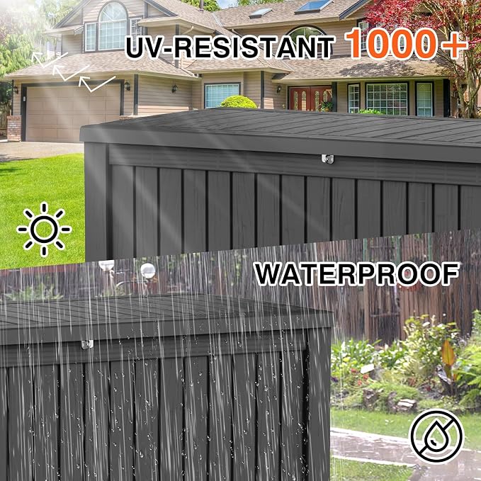 150 Gallon Deck Box, Resin Outdoor Indoor Waterproof Storage Box, Lockable - Image 3