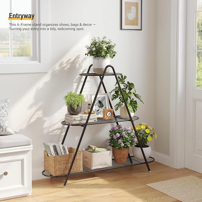 3-Tier Plant Stand Metal Plant Rack Shelf Heavy Duty Indoor Outdoor Shoe Shelf - Image 8