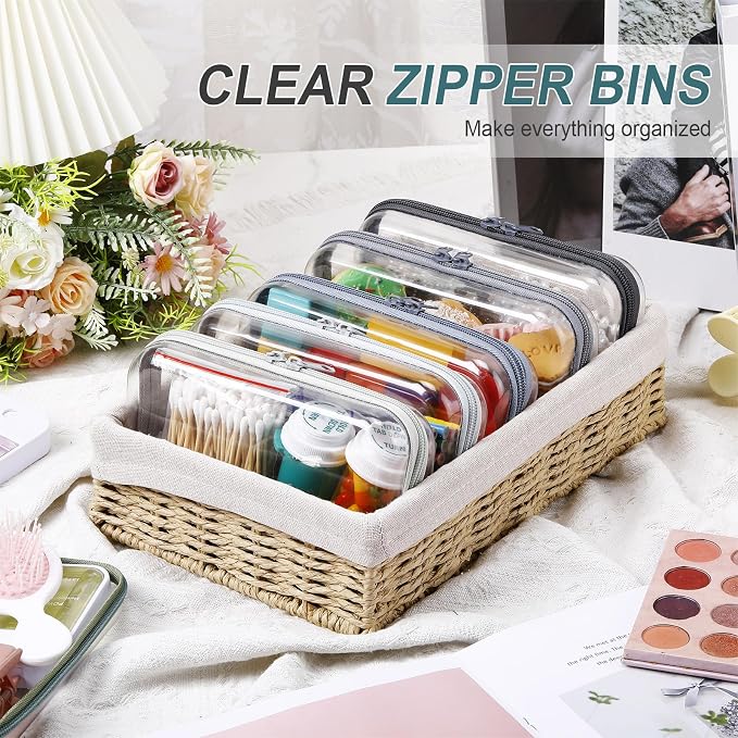 Sanwuta 6 Pcs Clear Hard Zipper Case Hard Plastic Zipper Pouches Transparent - Image 5