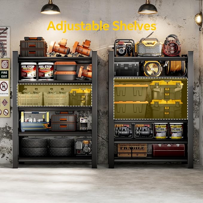 CJF Adjustable Garage Storage Shelves, 5-Tier Garage Shelving Heavy Duty - Image 7