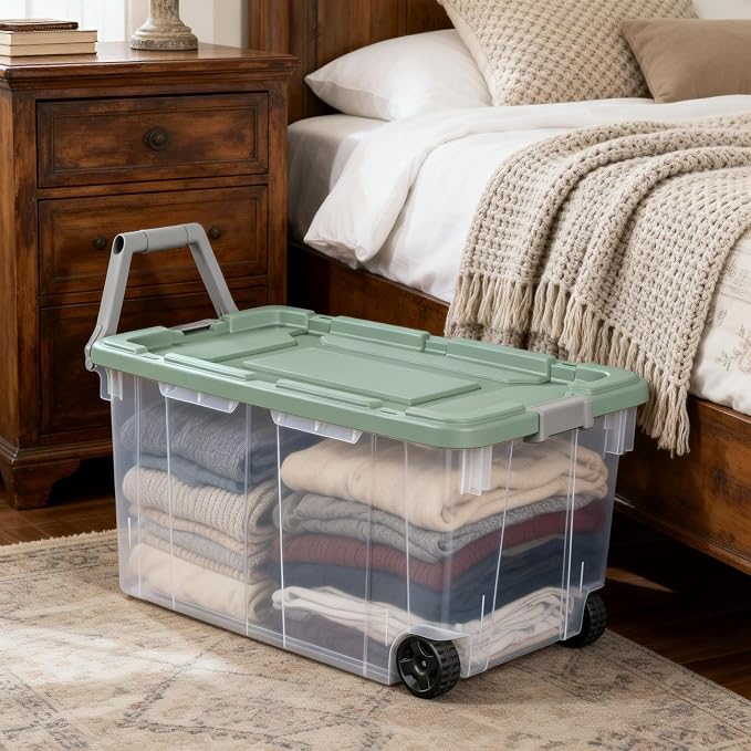Extra Large Wheeled Storage Bin, 160 Quart Durable Clear Storage Container - Image 5