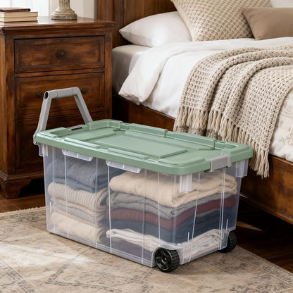 Extra Large Wheeled Storage Bin, 160 Quart Durable Clear Storage Container - Image 5