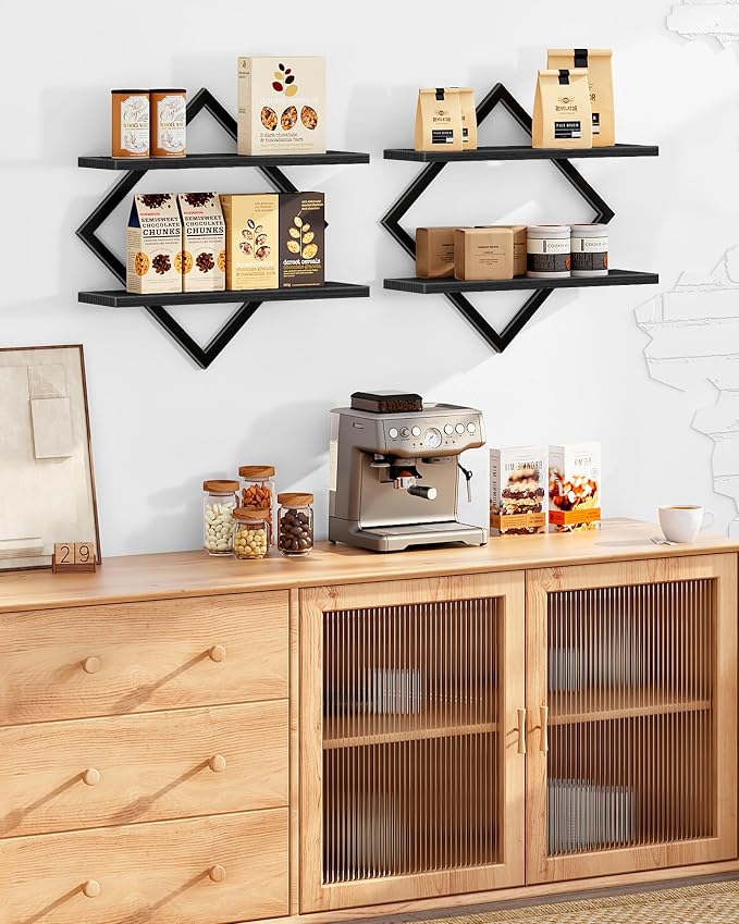 CHOEZON Floating Shelves, 2-Tier Hanging Shelves, Wall Shelf Set of 2, Wall - Image 3