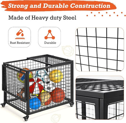 AECOJOY Ball Cart Storage, Rolling Basketball Bin - Image 5