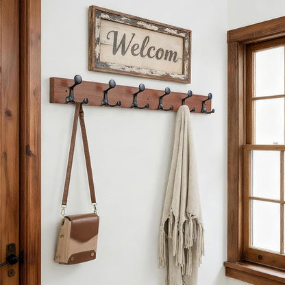 SKOLOO 36-Inch Wood Coat Rack Wall Mount - Image 2