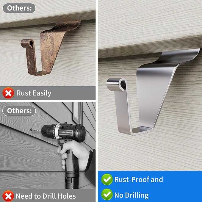 Amuille Vinyl Siding Hooks Hanger 10 Pack, Heavy Duty Siding Clips - Image 5