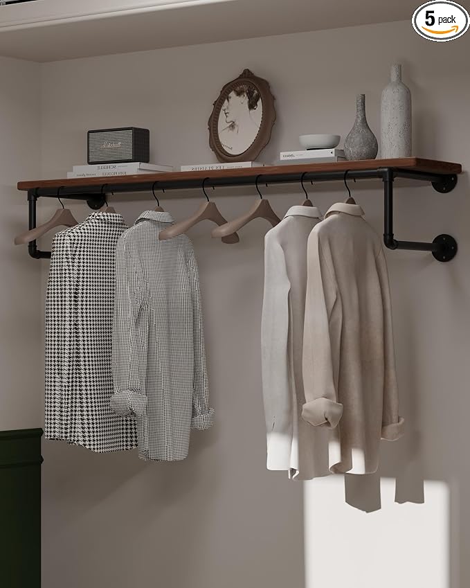 Clothes Rack 48in, Wall Mounted Garment Racks by INDUSTRIALSHELVESDESIGN