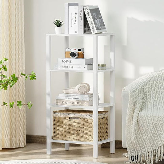 YUFAM 4 Tier Small Bookshelf, Narrow Tall Shelf, Wooden Book Shelf, Skinny by YUFAM