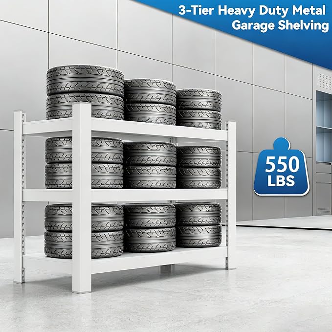 Wanfu Garage Shelving, Adjustable Heavy Duty 3 Tier Shelf - Image 4