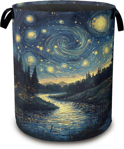 Night Sky Laundry Hamper, Collapsible Laundry Baskets, Stream Fireflies Dirty by Unknown