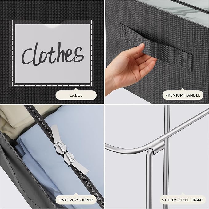 CYhom Under Bed Storage Bins Frame Storage Box Oxford Fabric Sturdy Underbed - Image 4