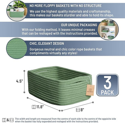NaturalCozy 11.8"x8"x4.5” Rectangle Storage Baskets - Image 2