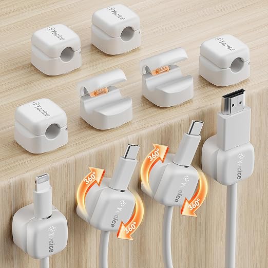 10Pack Rotatable Cord Organizer, Spring Cable Clips Desk Cable Management Cord by Yocice