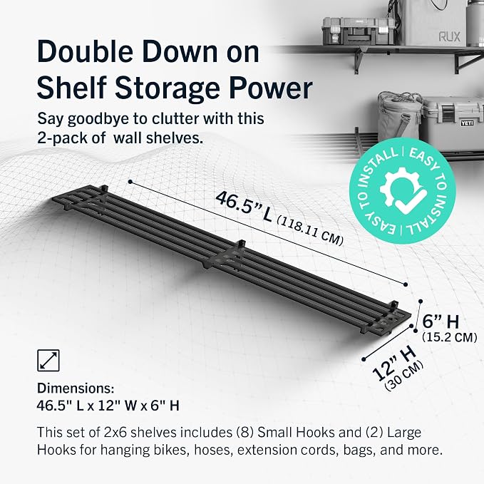 StoreYourBoard Heavy Duty Garage Shelf Wall Mount 1ft x 6ft – Wall-Mounted - Image 2