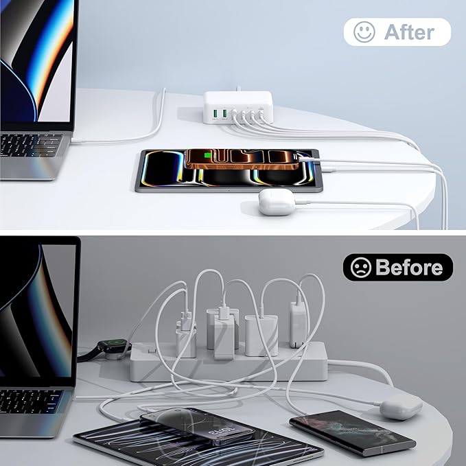 USB C Fast Charger, 150W GaN 6 Port Type C Charging Station Hub Block Cube - Image 6