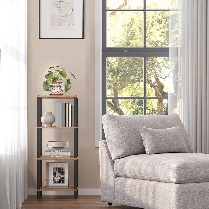 TUTOTAK Bookshelf, 4-Tier Small Narrow Book Shelf - Image 3