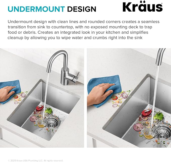 KRAUS Standart Pro 14 -inch Undermount Single Bowl 16 Gauge Stainless Steel Bar - Image 8