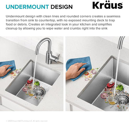 KRAUS Standart Pro 14 -inch Undermount Single Bowl 16 Gauge Stainless Steel Bar - Image 8