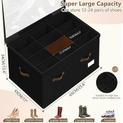 Shoe Organizer for Closet, 2 Pack Shoe Storage Bins Foldable Shoe Storage Box - Image 3