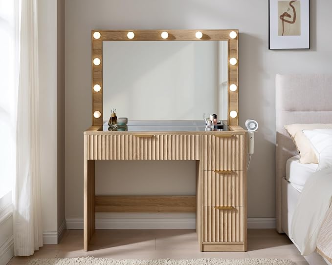 AMERLIFE 36.2" Fluted Vanity Desk - Image 2