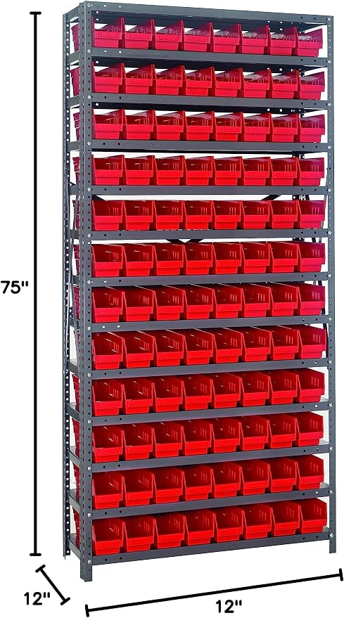 Quantum Storage Systems 1275-101RD Solid Heavy Duty 13 Shelves 96 Economy Red - Image 2