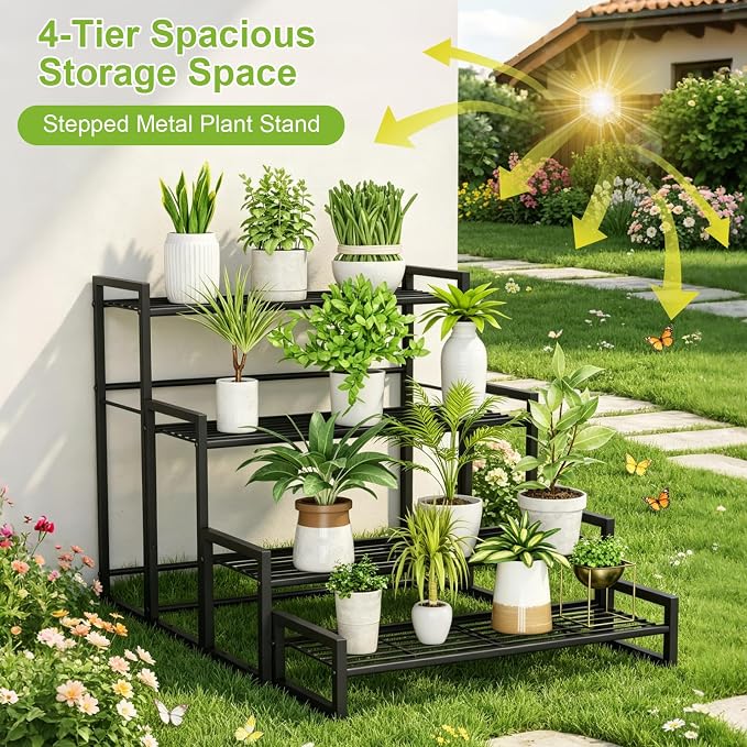 VyGrow Plant Stand, 4 Tier Widened Stackable Tiered Plant Stand, Upgraded - Image 2