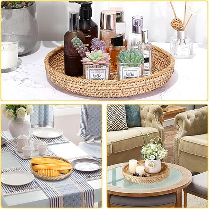 Hipiwe Round Key Basket Bowl for Entryway Table, 11.8" Large Rattan Tray - Image 3