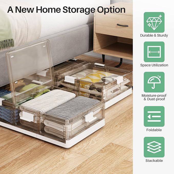 Kitstorack Plastic Under Bed Storage Containers, 2 Pack Underbed Storage - Image 2