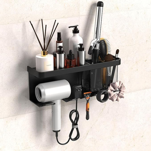 Hair Dryer Holder Wall Mounted Adhesive/Drilling, Hair Dryer Storage Organizer by Unknown