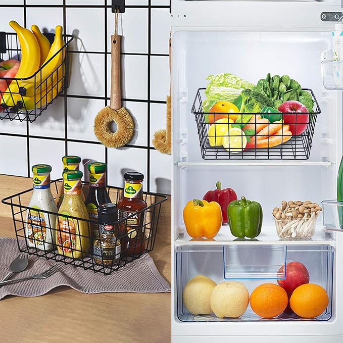 Wire Baskets for Organizing 4 Pack Pantry Baskets For Storage 11x8.7x4.7in | - Image 3