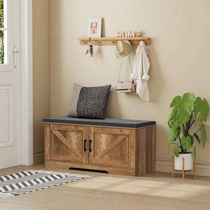 HOMSHO Farmhouse Shoe Storage Bench - Image 8