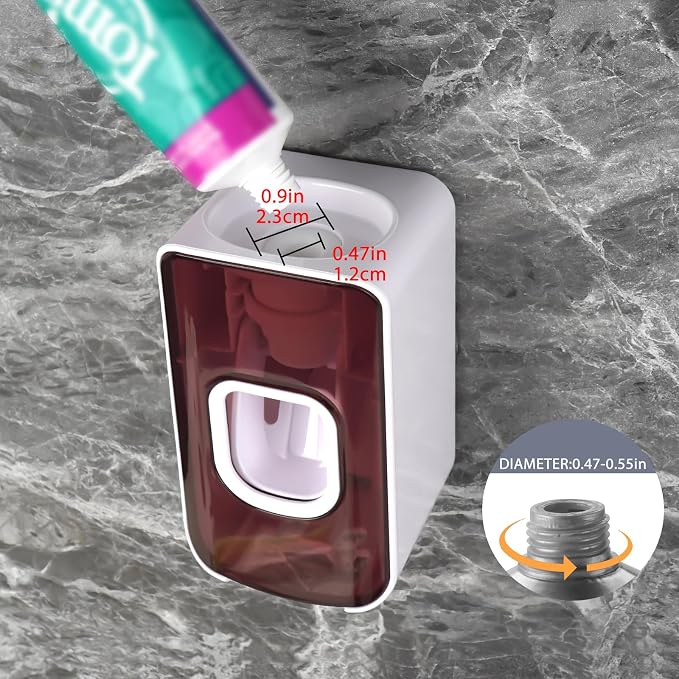 2 Slot Toothbrush Holder and Toothpaste Dispenser Wall Mounted, Automatic - Image 3
