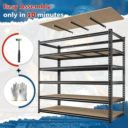 83.8"H Garage Shelving 59.8"W Metal Shelving 3000LBS Storage Shelves Heavy Duty - Image 7