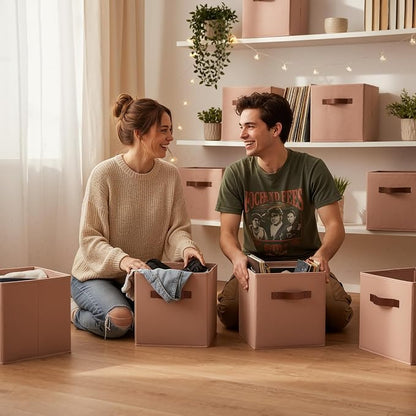 GRANNY SAYS Cube Storage Bins, 11 Inch Cube Organizer, Dusty Pink, Sturdy - Image 4