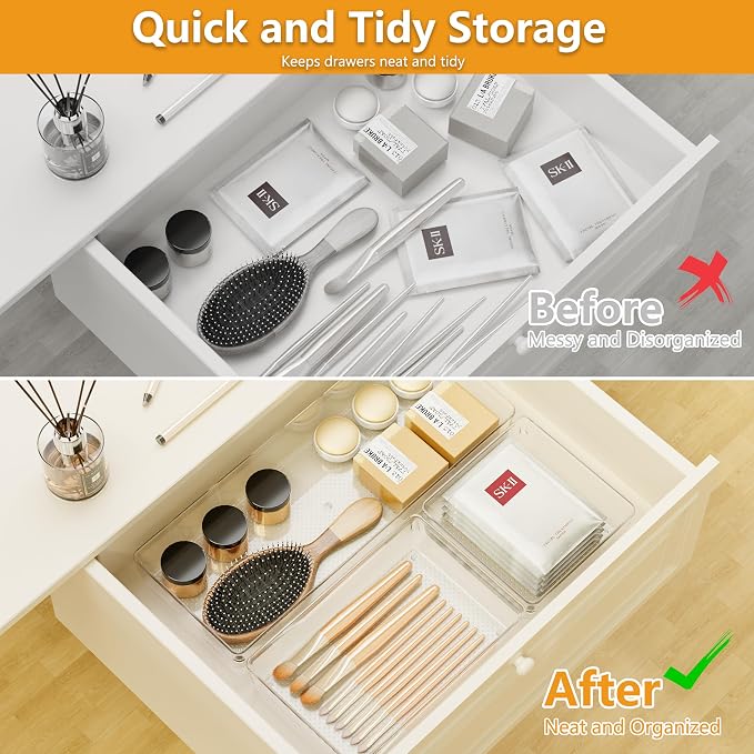 Clear Plastic Drawer Organizer Set - Image 3