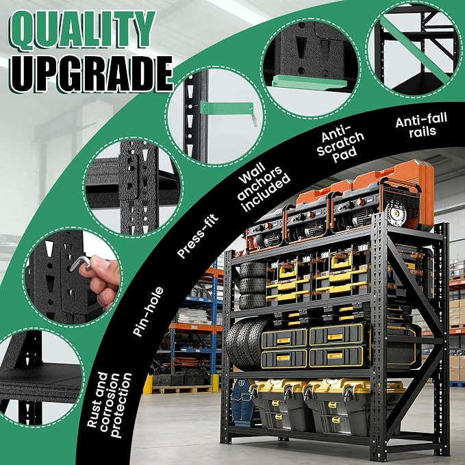 4-Tier Heavy Duty Garage Shelving，Industrial Shelving - Image 6