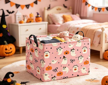 Halloween Basket Cute Baskets for Kids Pumpkin Basket Rectangular Storage Bin - Image 5