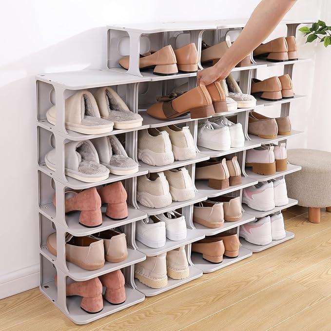 HAIXIN Small Shoe Rack for Closet Grey 5-Tier Shoe Organizer | Compact Size for - Image 2