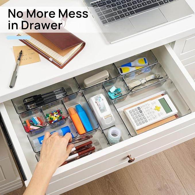 Vtopmart 25 PCS Office Desk Drawer Organizers Set, 4-Size Versatile Plastic - Image 4