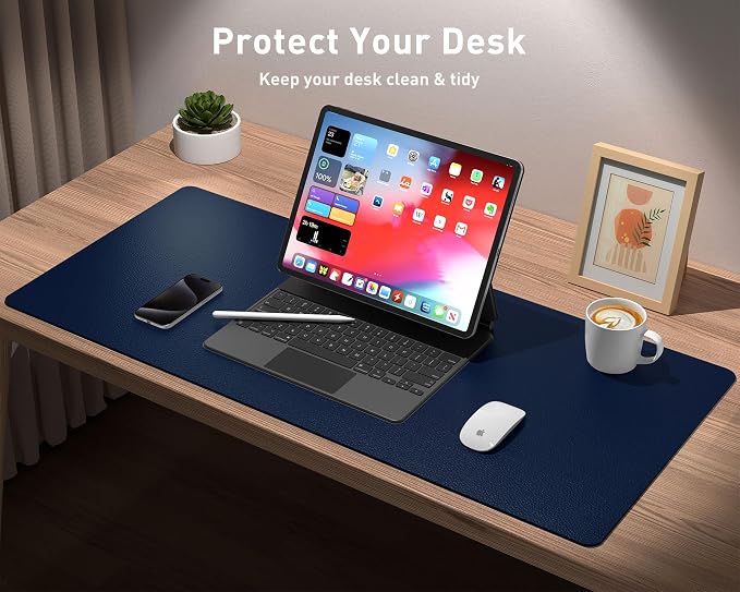 Aothia Leather Desk Pad Protector, Mouse Pad, Office Desk Mat, Non-Slip PU - Image 3